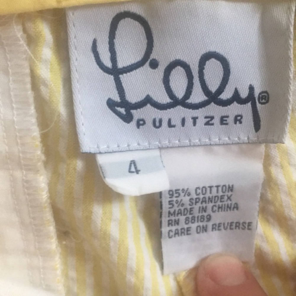Pale yellow/white seersucker capris LILLY PULITZER size 4 - Picture 9 of 10